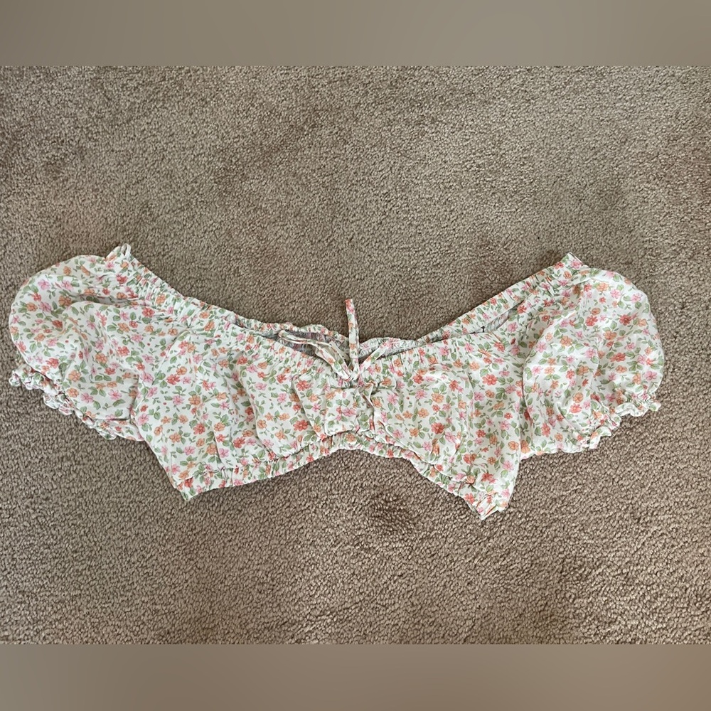 Aeropostale Womens Set Size Medium White Floral Crop Top and Shorts Two Piece - Picture 4 of 14